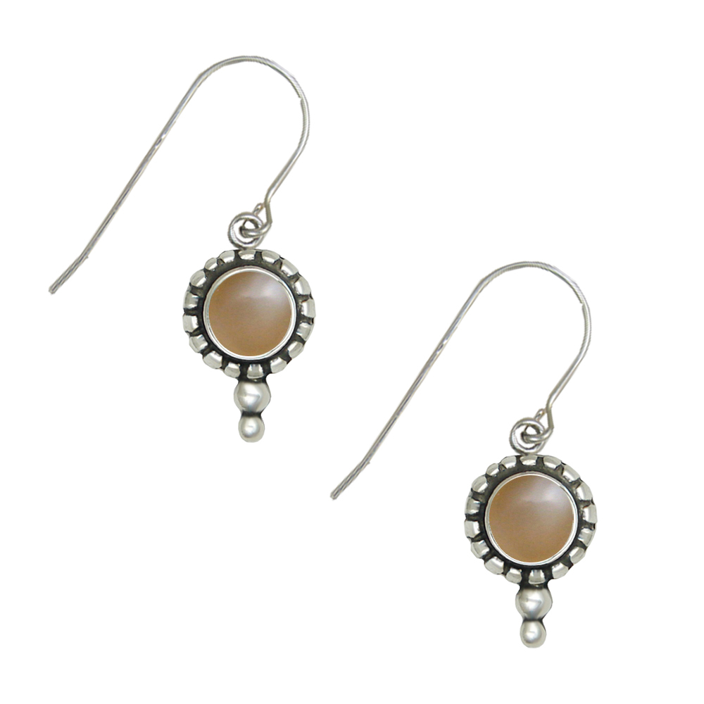 Sterling Silver Little Peach Moonstone Gemstone Drop Dangle Earrings